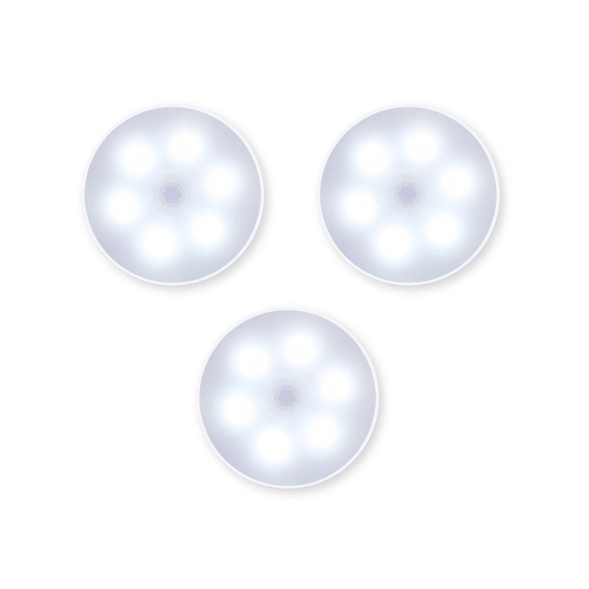 Round Rechargeable LED Compact Light (3 Pack) EVOL Accessories